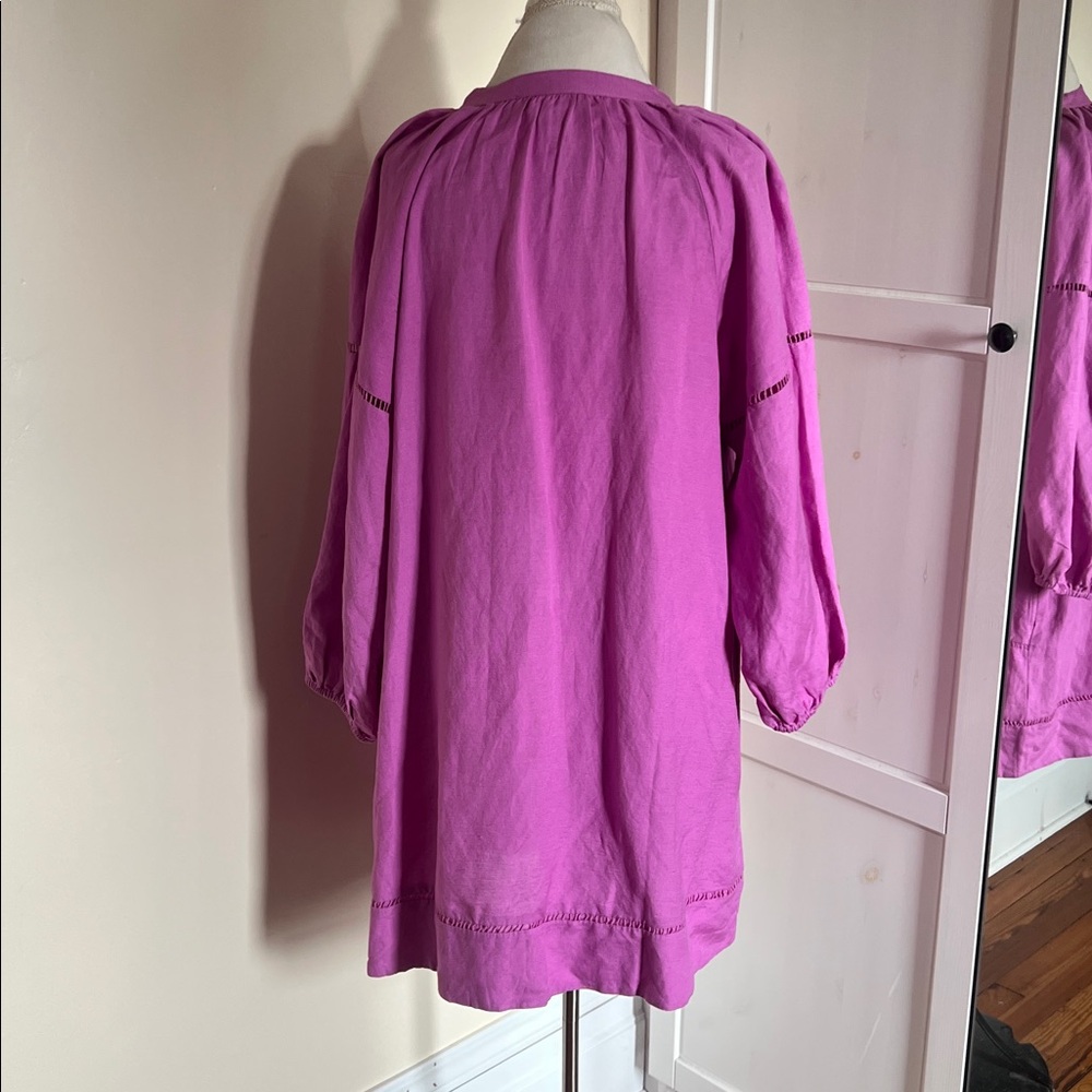 LOFT Orchid Purple Linen-Viscose V-Neck Tunic Dress - Size Large - Picture 9 of 11
